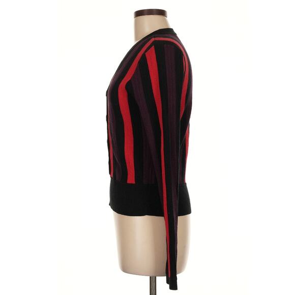CAbi Purple, Red, Black Striped Button Up Cardigan - Medium - Picture 4 of 6